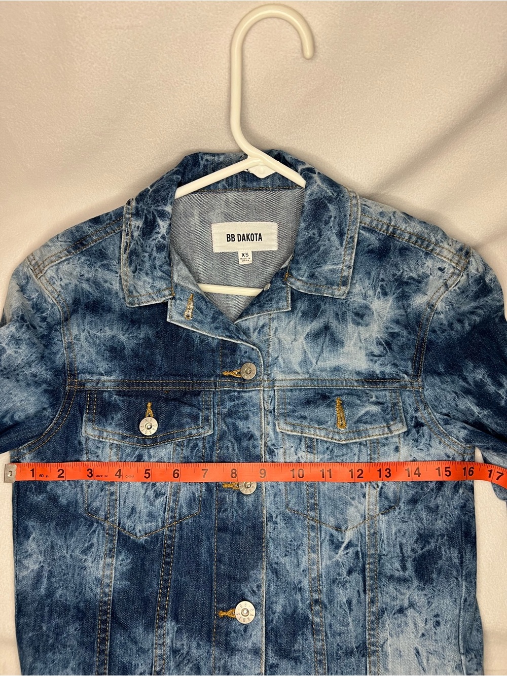 Y2K Acid Wash Denim Fringe Jacket XS | Cropped Western Grunge Boho Festival - Picture 8 of 8